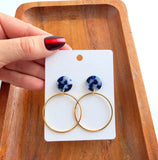 Midnight Marble-Gold Hoops