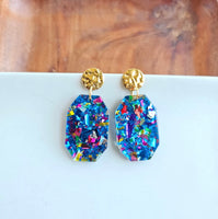 Confetti Gem Earrings- Blue Sparkle