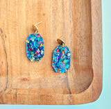 Confetti Gem Earrings- Blue Sparkle