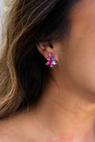 Confetti Christmas Tree Studs- Pink