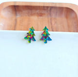 Confetti Christmas Tree Studs-Green