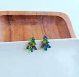 Confetti Christmas Tree Studs-Green