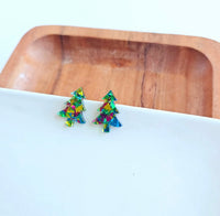 Confetti Christmas Tree Studs-Green