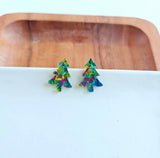 Confetti Christmas Tree Studs-Green