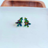 Confetti Christmas Tree Studs-Green