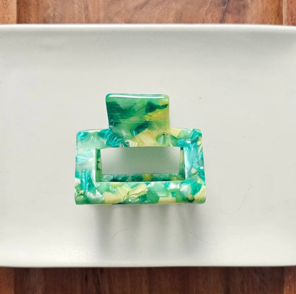 Acrylic Square Hair Claw-Green