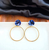 Midnight Marble-Gold Hoops