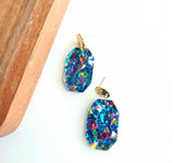 Confetti Gem Earrings- Blue Sparkle