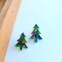 Confetti Christmas Tree Studs-Green