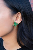 Bow Studs-Green Glitter