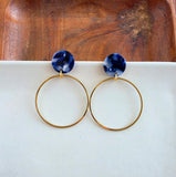 Midnight Marble-Gold Hoops