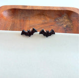 Bat Studs-Black Glitter