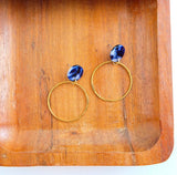 Midnight Marble-Gold Hoops