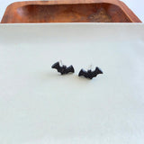 Bat Studs-Black Glitter