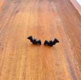 Bat Studs-Black Glitter
