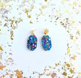 Confetti Gem Earrings- Blue Sparkle