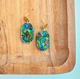 Confetti Gem Earrings-Green Sparkle