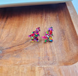 Confetti Christmas Tree Studs- Pink