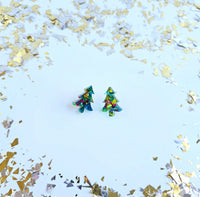 Confetti Christmas Tree Studs-Green