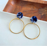 Midnight Marble-Gold Hoops