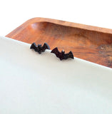 Bat Studs-Black Glitter