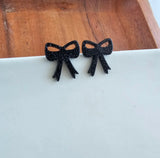 Bow Studs-Black Glitter