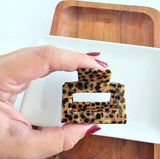 Acrylic Square Hair Claw-Cheetah