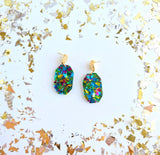 Confetti Gem Earrings-Green Sparkle