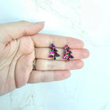 Confetti Christmas Tree Studs- Pink