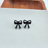 Bow Studs-Black Glitter