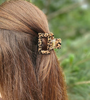 Acrylic Square Hair Claw-Cheetah