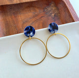 Midnight Marble-Gold Hoops