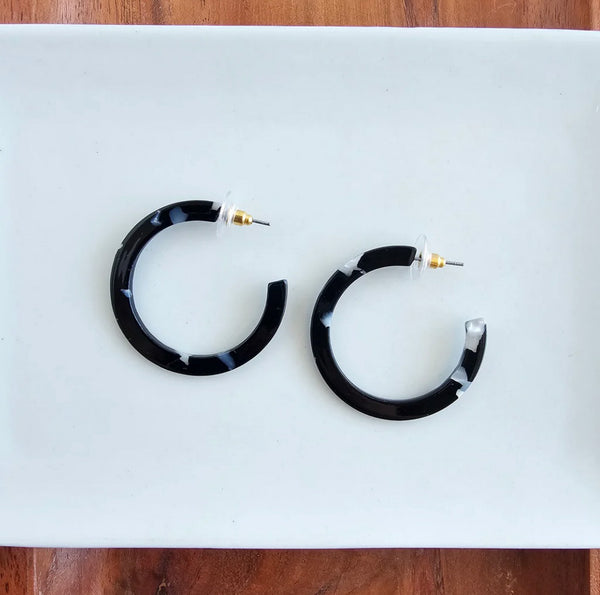 Black Onyx Hoops