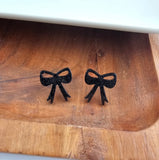 Bow Studs-Black Glitter