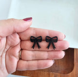 Bow Studs-Black Glitter