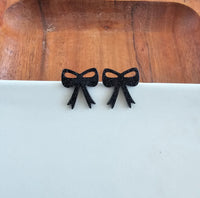 Bow Studs-Black Glitter