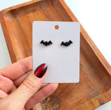 Bat Studs-Black Glitter