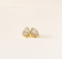 Teardrop Crystal Stud in Gold