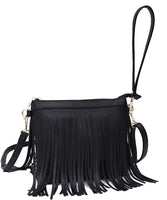 Western Fringe Clutch Cross Body Bag in Black