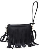 Western Fringe Clutch Cross Body Bag in Black