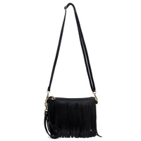 Western Fringe Clutch Cross Body Bag in Black