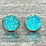 Clear Blue Druzy Earrings