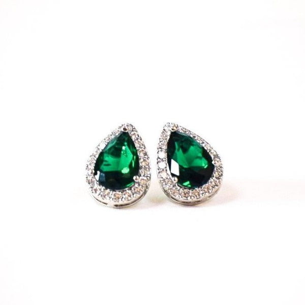 Emerald Tear Drop Studs