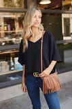 Western Fringe Clutch Cross Body Bag in Black