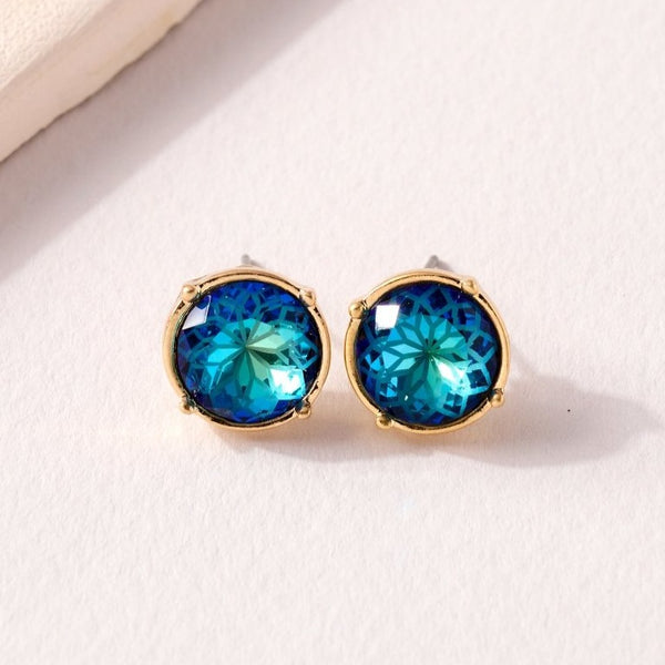 Glass Stone Stud Earrings in Cosmic Blue