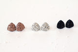 Glitter Triangle Studs in Black