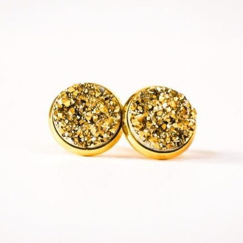 Gold Druzy 12mm Studs