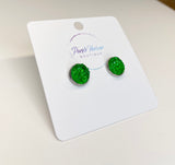 Red and Green Druzy Studs in 10mm