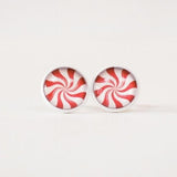 Peppermint Candy Studs in Red 12mm or 8mm