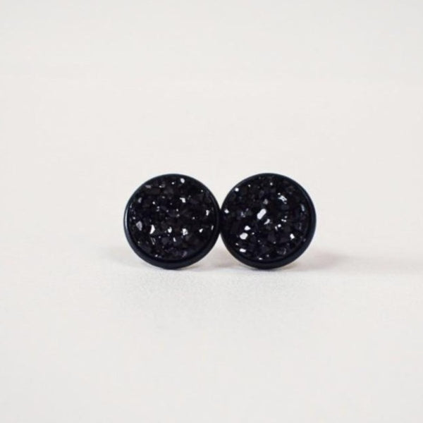 Druzy Studs in Black 12mm